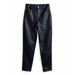 ZARA Black Faux Leather Straight Leg Pants – Size US 8 / EUR 40 – High Rise